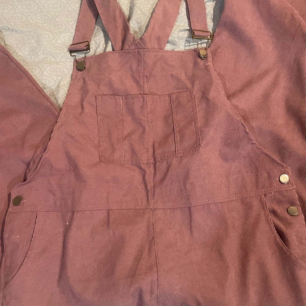 Women's Mauve Denim Overalls - Picture 2 of 6